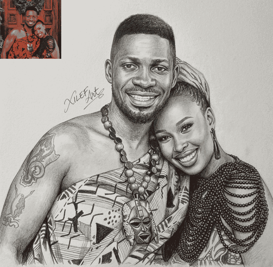 Bobi & Barbie's Pencil Portrait, for Couples — Let's Draw Yours Too, A3 at XILEF Art